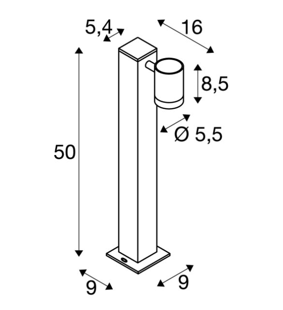 6.5W(440Lm) HELIA Single Pole uz virsmas montējams LED gaismeklis, antracīts, IK04, IP55, silti balta gaisma 3000K