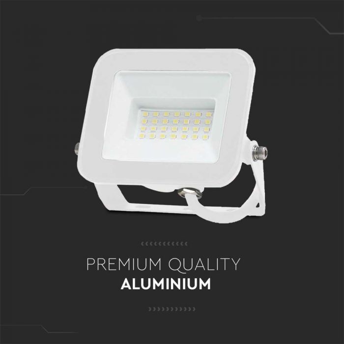 30W(2505Lm) LED spotlight, V-TAC SAMSUNG, IP65, white housing with white glass, neutral white light 4000K