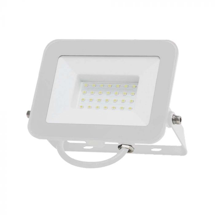 30W(2505Lm) LED Spotlight, V-TAC SAMSUNG, IP65, white body and white glass, warranty 5 years, cold white light 6500K