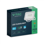 30W(2505Lm) LED Spotlight, V-TAC SAMSUNG, IP65, white body and white glass, warranty 5 years, cold white light 6500K