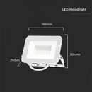 30W(2505Lm) LED Spotlight, V-TAC SAMSUNG, IP65, white body and white glass, warranty 5 years, cold white light 6500K