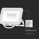 30W(2505Lm) LED Spotlight, V-TAC SAMSUNG, IP65, white body and white glass, warranty 5 years, cold white light 6500K