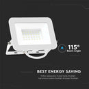 30W(2505Lm) LED Spotlight, V-TAC SAMSUNG, IP65, white body and white glass, warranty 5 years, cold white light 6500K