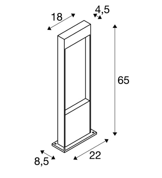 10W(400Lm) FLATT POLE 65 surface-mounted LED luminaire, matt anthracite, IK03, IP65, warm white light 3000K
