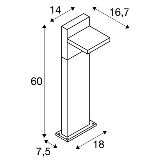 Накладной светодиодный светильник 12W(950/980Lm) ABRIDOR POLE 60, матовый антрацит, IP55, IK07, нейтральный белый 4000K