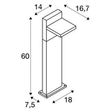 12W(950/980Lm ABRIDOR POLE 60 uz virsmas montējams LED gaismeklis, matēts antracīts,  IP55, IK07, neitrāli balta gaisma 4000K