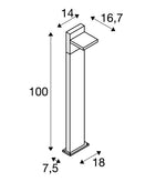 12W(950/980Lm ABRIDOR POLE 100 uz virsmas montējams LED gaismeklis, matēts antracīts,  IP55, IK07, silti balta/neitrāla gaisma 3000/4000 K