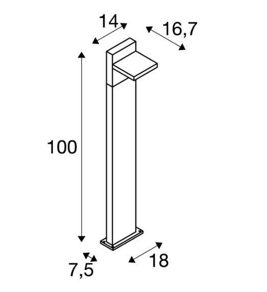 12W(950/980Lm ABRIDOR POLE 100 uz virsmas montējams LED gaismeklis, matēts antracīts,  IP55, IK07, silti balta/neitrāla gaisma 3000/4000 K