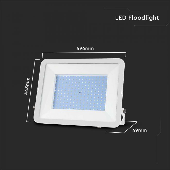 300W(26390Lm) LED spotlight, V-TAC SAMSUNG, IP65, white body and white glass, cold white light 6500K