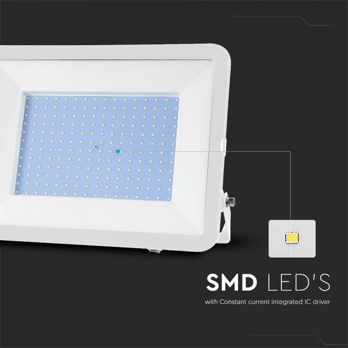 300W(26390Lm) LED spotlight, V-TAC SAMSUNG, IP65, white body and white glass, neutral white light 4000K