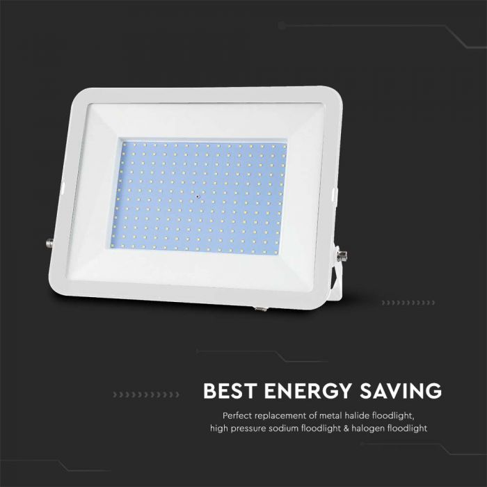 300W(26390Lm) LED spotlight, V-TAC SAMSUNG, IP65, white body and white glass, neutral white light 4000K