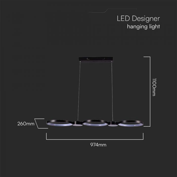 38W(4560Lm) LED Dizaina gaismeklis, V-TAC, IP20, neitrāli balta gaisma 4000K