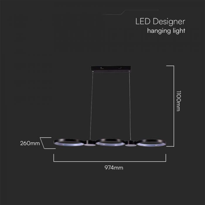 38W(4560Lm) LED design lamp, V-TAC, IP20, warm white light 3000K