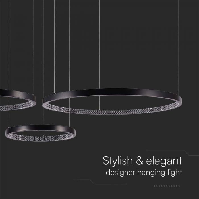 57W(6840Lm) LED dizaina gaismeklis, V-TAC, IP20, melns, neitrāli balta gaisma 4000K