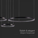 57W(6840Lm) LED dizaina gaismeklis, V-TAC, IP20, melns, neitrāli balta gaisma 4000K