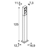 24W(1100/1200Lm) ESKINA FRAME 125 Pole double uz virsmas montējams LED gaismeklis,  antracīts,  IP65, IK006, neitrāli balta gaisma 4000K
