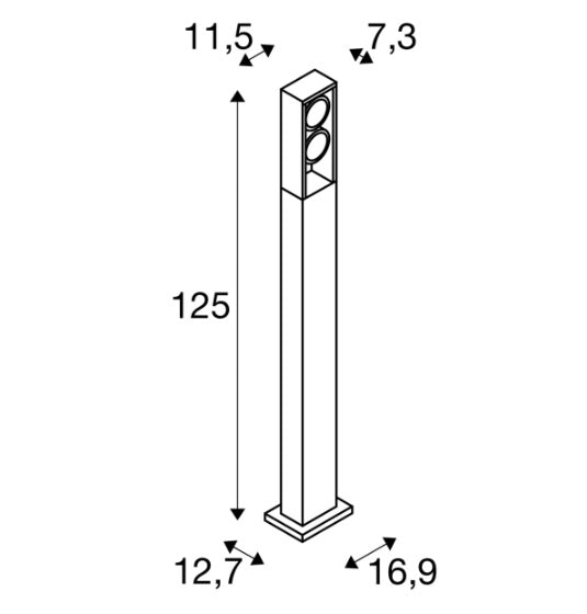 24W(1100/1200Lm) ESKINA FRAME 125 Pole double uz virsmas montējams LED gaismeklis,  antracīts,  IP65, IK006, neitrāli balta gaisma 4000K