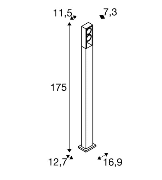 27W(1100/1200Lm) ESKINA FRAME 175 Pole двойной накладной светодиодный светильник, антрацит, IP65, IK006, нейтральный белый 4000K