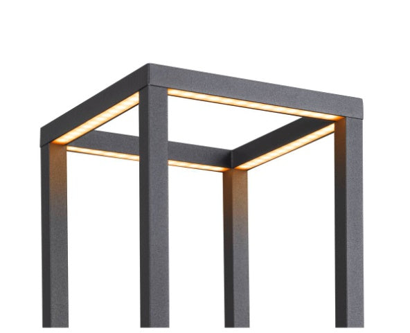 Накладной светодиодный светильник 7W(340Lm) QUADRULO, антрацит, IP55, теплый белый свет 3000K