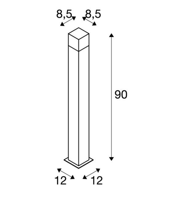 MAX 11W GRAFIT E27 90 Pole Square Surface Mounted LED Garden Luminaire, IP44, Brushed Anthracite