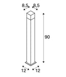 MAX 11W GRAFIT E27 90 Pole Square Surface Mounted LED Garden Luminaire, IP44, Brushed Anthracite