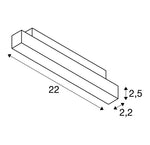 7.3W(540Lm) 48V DALI 2 IN-LINE 44 LED lineārs sliežu gaismeklis, IP20, IK02, melns,dimmējams, silti balta gaisma 2700K