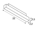 7,3W(680Lm) DALI 2 IN-LINE 22 LED lineaarne valgusti, IP20, IK02, dimmerdatav, matt must, neutraalne valge 4000K