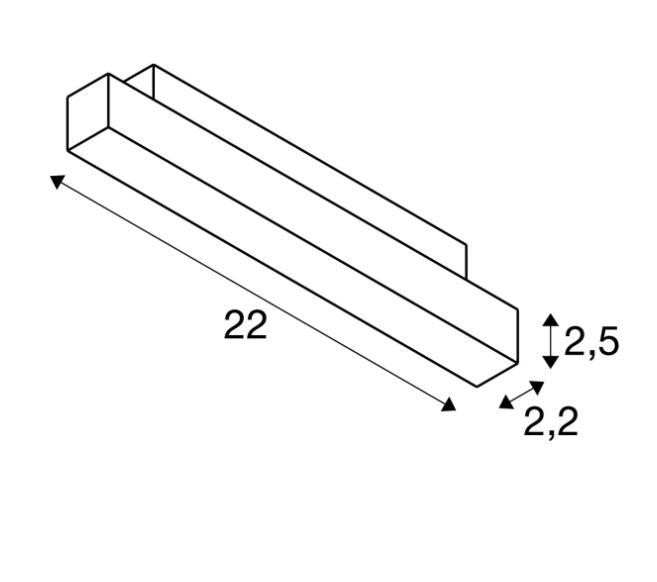 7,3W(680Lm) DALI 2 IN-LINE 22 LED lineaarne valgusti, IP20, IK02, dimmerdatav, matt must, neutraalne valge 4000K