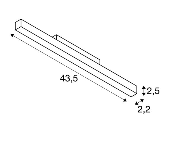 14W(1180Lm) 48V DALI 2 IN-LINE 44 LED lineārs sliežu gaismeklis, IP20, IK02, balts,dimmējams, silti balta gaisma 3000K