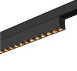 7.3W(580Lm) 48V DALI IN-LINE 22 LED lineārs sliežu gaismeklis, IP20, IK02, melns, dimmējams, silti balta gaisma 2700K
