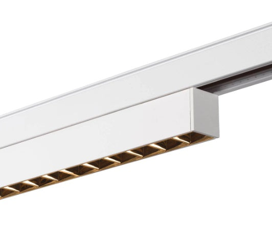 7.3W(580Lm) 48V DALI IN-LINE 22 LED lineārs sliežu gaismeklis, IP20, IK02, balts, dimmējams, silti balta gaisma 2700K
