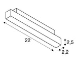 7.3W(580Lm) 48V DALI IN-LINE 22 LED lineārs sliežu gaismeklis, IP20, IK02, balts, dimmējams, silti balta gaisma 2700K