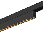 7.3W(610Lm) 48V DALI IN-LINE 22 LED lineārs sliežu gaismeklis, IP20, IK02, melns, dimmējams, silti balta gaisma 3000K