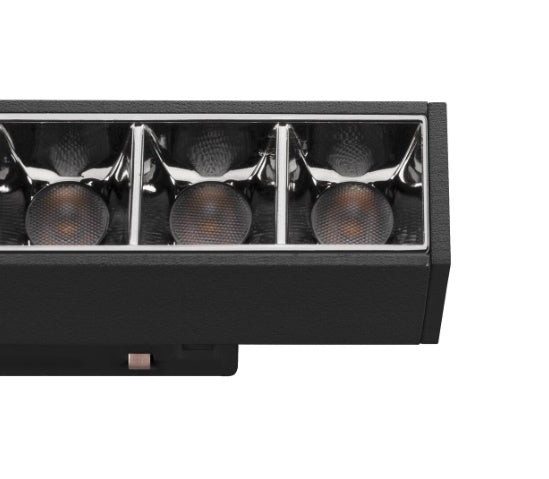 7.3W(610Lm) 48V DALI IN-LINE 22 LED linear track luminaire, IP20, IK02, black, dimmable, warm white light 3000K