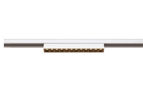 7.3W(610Lm) 48V DALI IN-LINE 22 LED lineārs sliežu gaismeklis, IP20, IK02, balts, dimmējams, silti balta gaisma 3000K