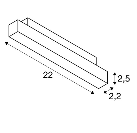 7.3W(610Lm) 48V DALI IN-LINE 22 LED lineārs sliežu gaismeklis, IP20, IK02, balts, dimmējams, silti balta gaisma 3000K