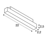 7.3W(650Lm) 47V DAL IN-LINE 22 LED lineārais sliežu gaismeklis, IP20, IK02, dimmējams, balts, neitrāli balta gaisma 4000K