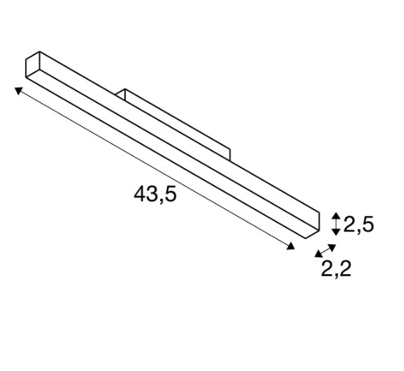 14W(1180Lm) 48V DALI IN-LINE 44 LED lineārs sliežu gaismeklis, IP20, IK02, melns,dimmējams, silti balta gaisma 2700K