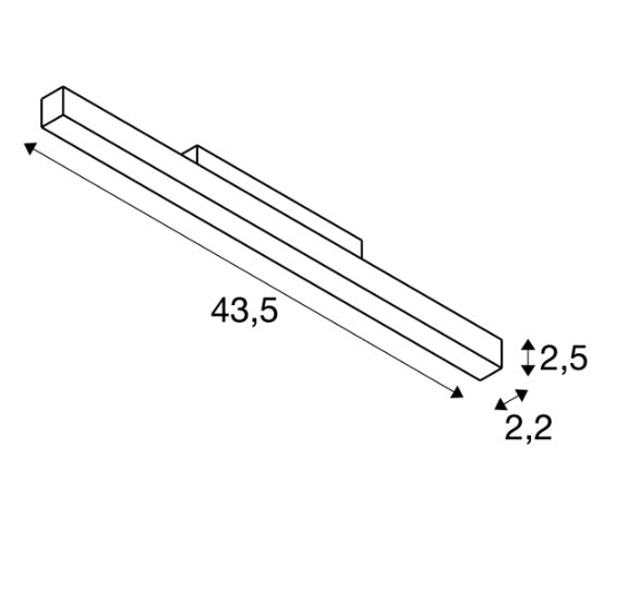 14W(1180Lm) 48V DALI 2 IN-LINE 44 LED линейный трековый светильник, IP20, IK02, белый, диммируемый, теплый белый свет 2700K