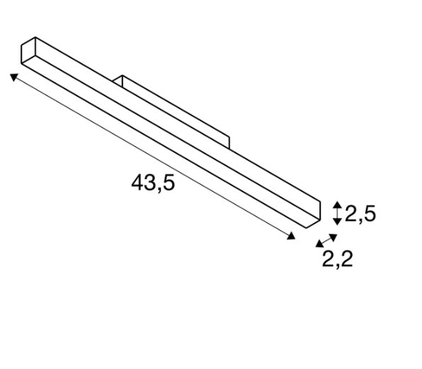 14W(1230Lm) 48V DALI 2 IN-LINE 44 LED lineārs sliežu gaismeklis, IP20, IK02, balts,dimmējams, silti balta gaisma 3000K