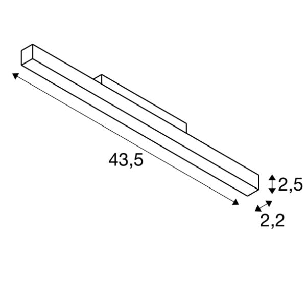 14W(1250Lm) 48V DALI 2 IN-LINE 44 LED lineārs sliežu gaismeklis, IP20, IK02, balts,dimmējams, neitrāli balta gaisma 4000K