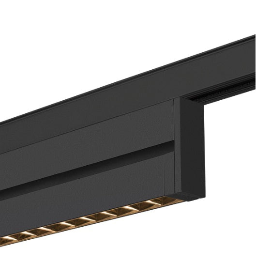 7.3W(580Lm) 48V DALI 2 IN-LINE 46 LED lineārs sliežu gaismeklis, IP20, IK02, matēts melns,dimmējams, silti balta gaisma 2700K
