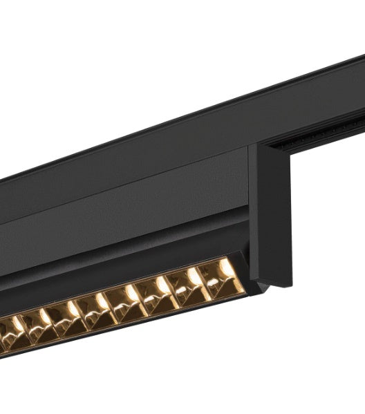7.3W(580Lm) 48V DALI 2 IN-LINE 46 LED lineārs sliežu gaismeklis, IP20, IK02, matēts melns,dimmējams, silti balta gaisma 2700K