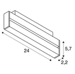 7.3W(580Lm) 48V DALI 2 IN-LINE 46 LED lineārs sliežu gaismeklis, IP20, IK02, matēts melns,dimmējams, silti balta gaisma 2700K