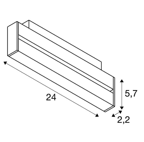 7.3W(580Lm) 48V DALI 2 IN-LINE 46 LED lineārs sliežu gaismeklis, IP20, IK02, matēts melns,dimmējams, silti balta gaisma 2700K