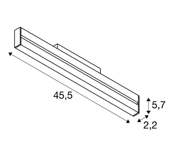 14W(1180Lm) 48V DALI 2 IN-LINE 46 LED lineārs sliežu gaismeklis, IP20, IK02, matēts melns,dimmējams, silti balta gaisma 2700K