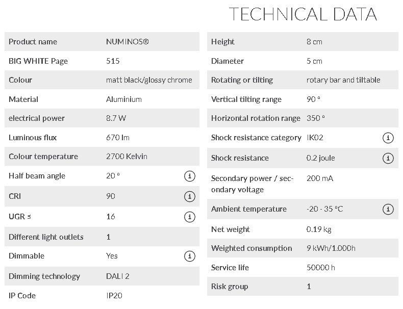 8.7W(670Lm) 48V DALI 2 NUMINOS® XS LED track luminaire, IP20, IK02, matt black/gloss chrome, dimmable, warm white light 2700K