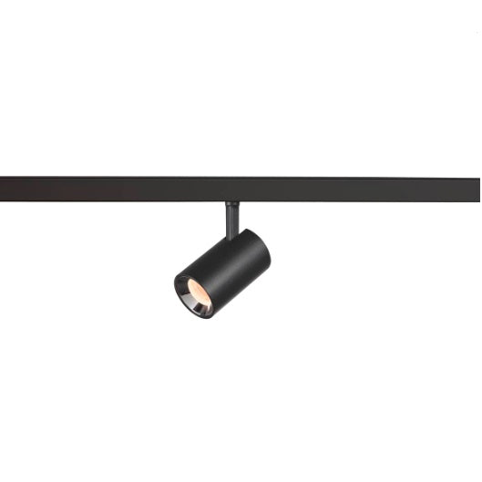 8.7W(670Lm) 48V DALI 2 NUMINOS® XS LED sliežu gaismeklis, IP20, IK02, matēts melns/glancēts hroms, dimmējams, silti balta gaisma 2700K
