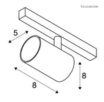 8.7W(670Lm) 48V DALI 2 NUMINOS® XS LED sliežu gaismeklis, IP20, IK02, matēts melns/glancēts hroms, dimmējams, silti balta gaisma 2700K