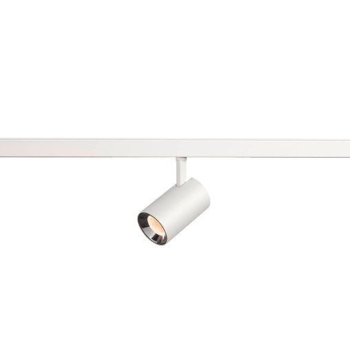 8.7W(650Lm) 48V DALI 2 NUMINOS® XS LED sliežu gaismeklis, IP20, IK02, matēts balts/glancēts hroms, dimmējams, silti balta gaisma 2700K
